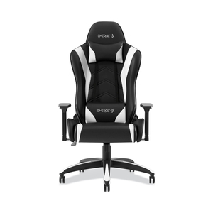 VARTAN BONDED LEATHER GAMING CHAIR, SUPPORTS UP TO 275 LBS, WHITE/BLACK SEAT, WHITE/BLACK BACK, BLACK BASE by Emerge