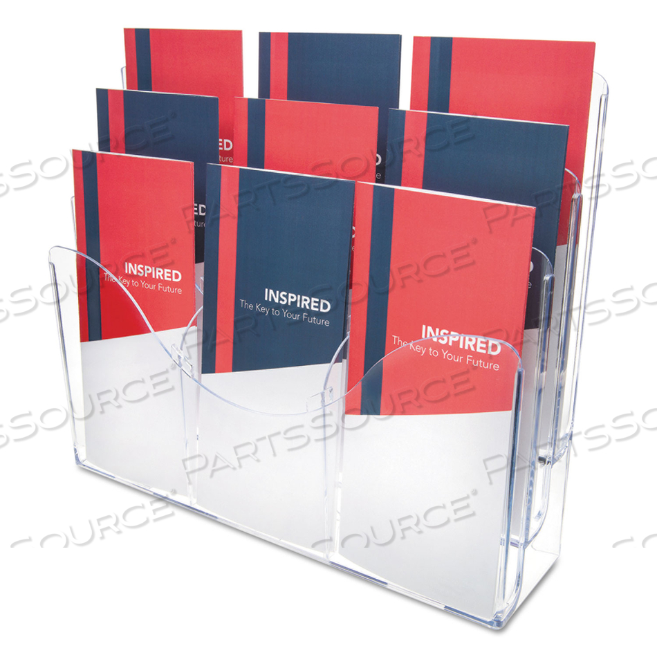 THREE-TIER DOCUMENT ORGANIZER W/DIVIDERS, 13-3/8"W X 3-1/2"D X 11-1/2"H, CLEAR by Deflecto