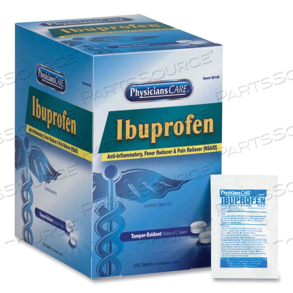 PHYSICIANSCARE IBUPROFEN TABLET, 200 MG, 2 PK/125 PK PER BOX by Physicianscare