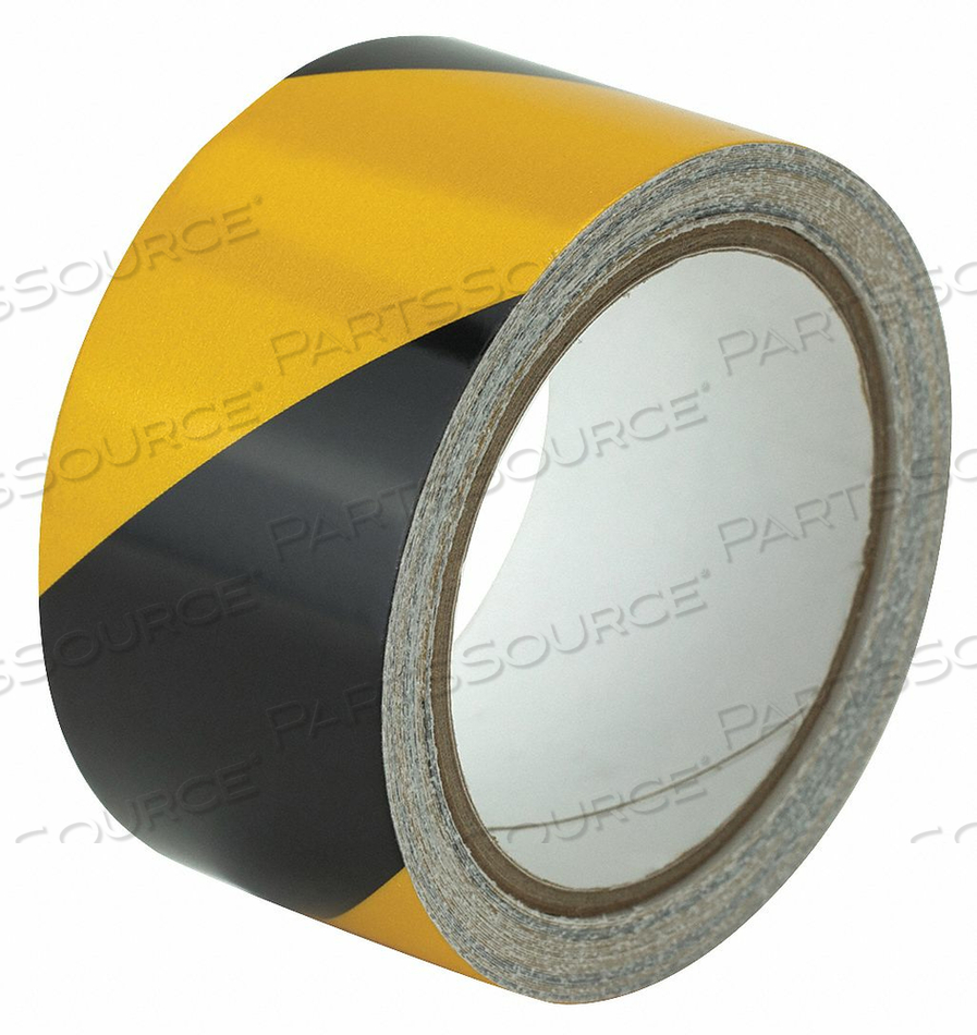 FLOOR MARKING TAPE, REFLECTIVE, STRIPED, BLACK/YELLOW, 2 IN X 30 FT, 5.5 MIL TAPE THICK by Harris FLOOR MARKING TAPE, REFLECTIVE, STRIPED, BLACK/YELLOW, 2 IN X 30 FT, 5.5 MIL TAPE THICK by Harris