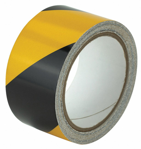 FLOOR MARKING TAPE, REFLECTIVE, STRIPED, BLACK/YELLOW, 2 IN X 30 FT, 5.5 MIL TAPE THICK by Harris FLOOR MARKING TAPE, REFLECTIVE, STRIPED, BLACK/YELLOW, 2 IN X 30 FT, 5.5 MIL TAPE THICK by Harris