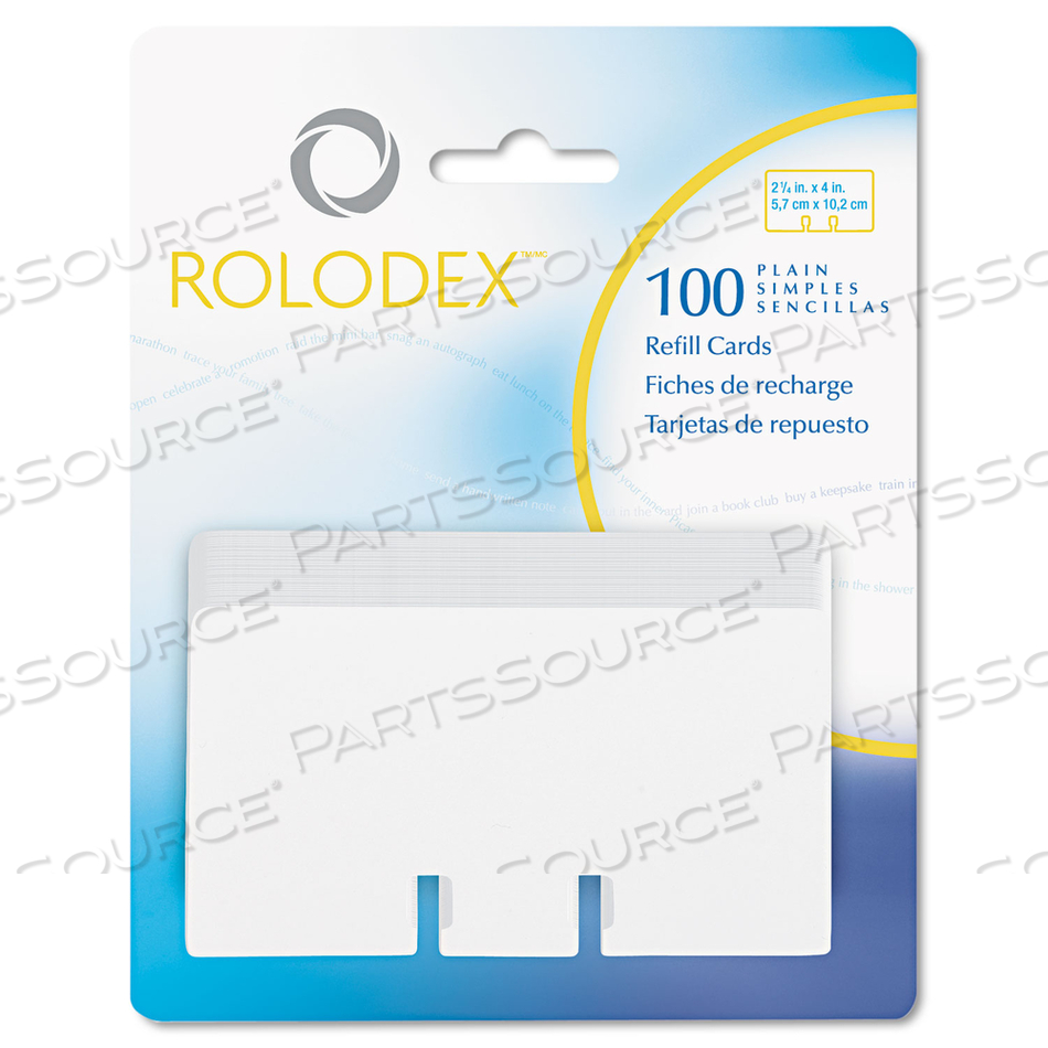 PLAIN UNRULED REFILL CARD, 2.25 X 4, WHITE by Rolodex PLAIN UNRULED REFILL CARD, 2.25 X 4, WHITE by Rolodex