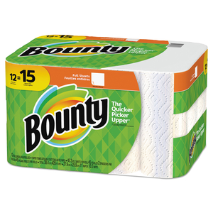 KITCHEN ROLL PAPER TOWELS, 2-PLY, WHITE, 45 SHEETS/ROLL, 12 ROLLS/CARTON by Bounty KITCHEN ROLL PAPER TOWELS, 2-PLY, WHITE, 45 SHEETS/ROLL, 12 ROLLS/CARTON by Bounty