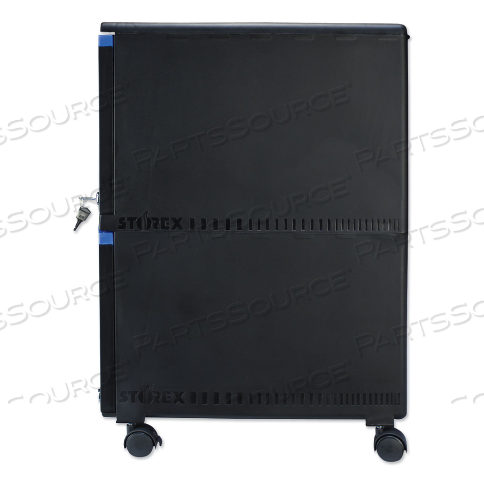 TWO-DRAWER MOBILE FILING CABINET, 2 LEGAL/LETTER-SIZE FILE DRAWERS, BLACK/BLUE, 14.75" X 18.25" X 26" 