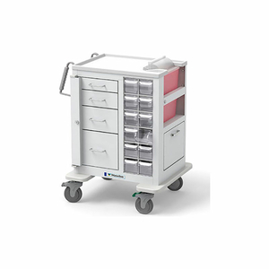 4 DRAWER PHLEBOTOMY CART, ALL WHITE, KEY GATE LOCK BAR LOCKS ALL THE DRAWERS by Waterloo Healthcare