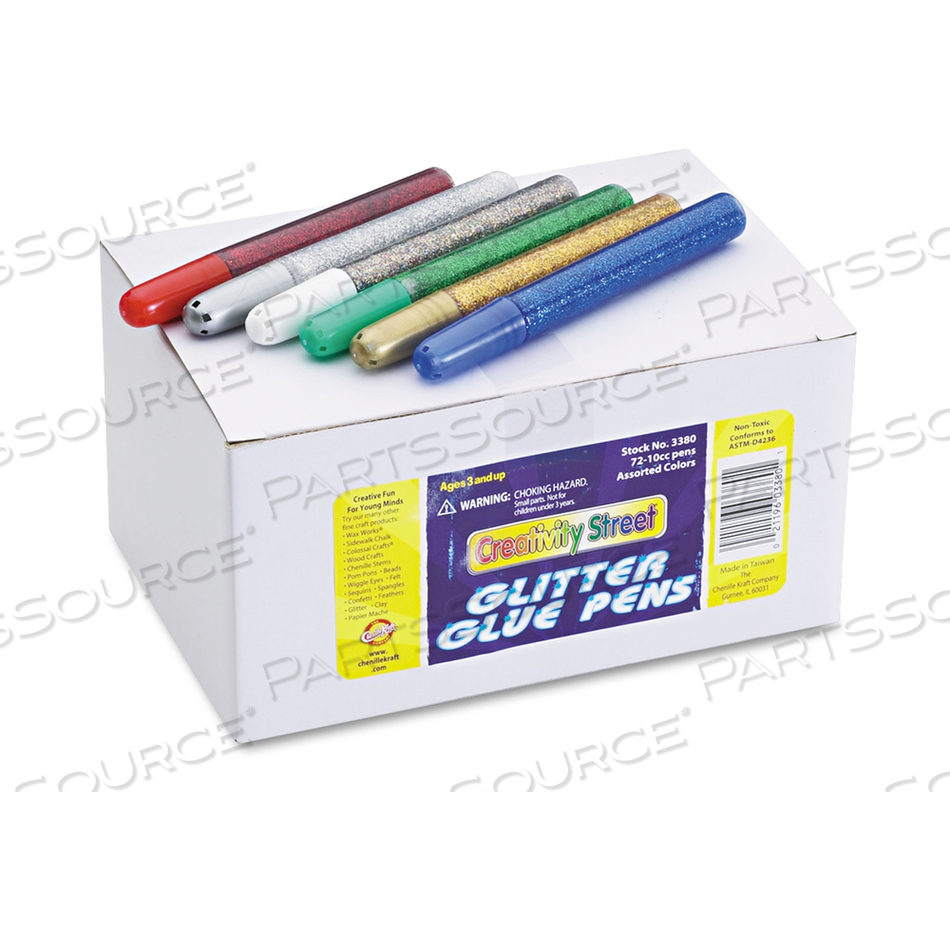GLITTER GLUE PENS, ASSORTED, 10 CC TUBE by Creativity Street