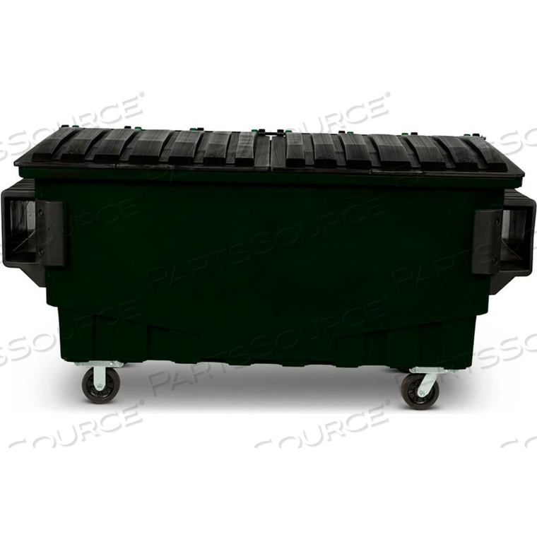 1 CUBIC YARD FRONT LOADING DUMPSTER W/ BUMPERS, FOREST GREEN 