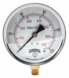 GAUGE PRESSURE 0 TO 100 PSI 4 IN. by Winters Instruments GAUGE PRESSURE 0 TO 100 PSI 4 IN. by Winters Instruments