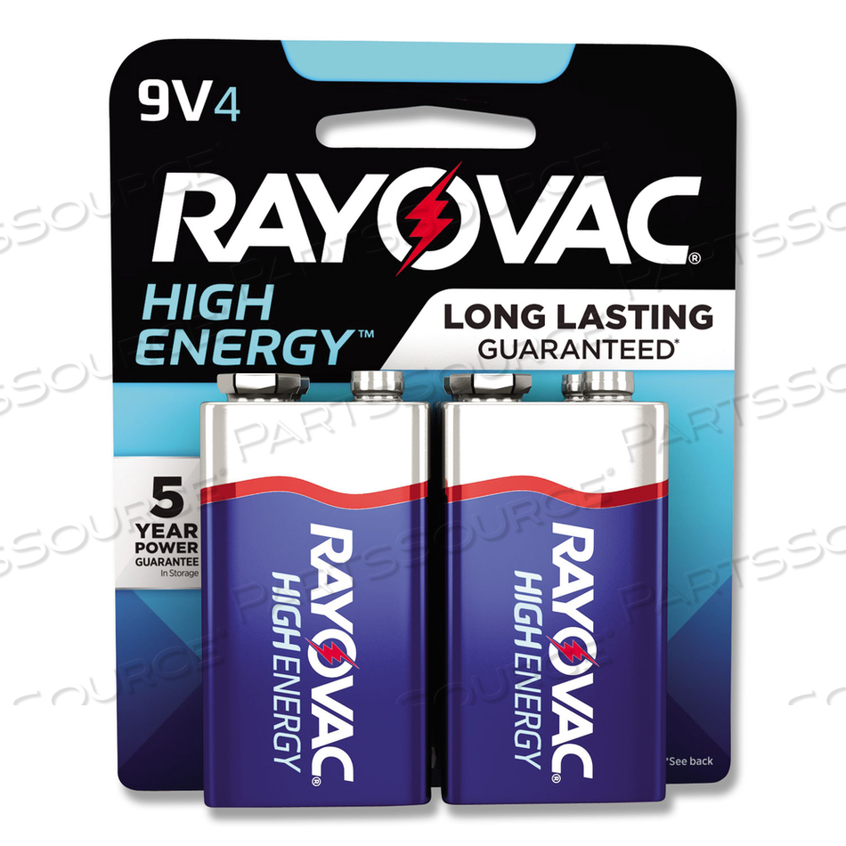 HIGH ENERGY PREMIUM ALKALINE 9V BATTERIES, 4/PACK 
