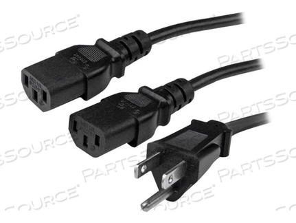 10FT (3M) 18AWG FLEXIBLE COMPUTER POWER Y CABLE W/ NEMA 5-15P AND 2X IEC 60320 C by StarTech.com Ltd.