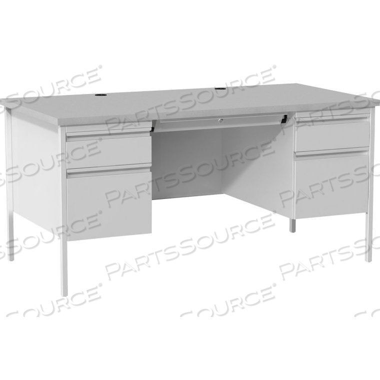 DOUBLE PEDESTAL STEEL DESK - 60" X 30" - GRAY by Lorell DOUBLE PEDESTAL STEEL DESK - 60" X 30" - GRAY by Lorell