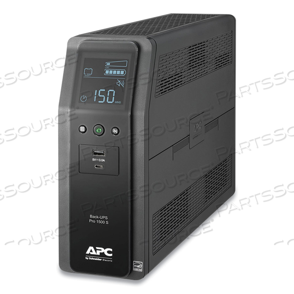 APC BACK-UPS PRO 1500S, 1500VA, 120V, SINEWAVE, AVR, LCD, 2 USB CHARGING PORTS, 10 NEMA OUTLETS by APC / American Power Conversion