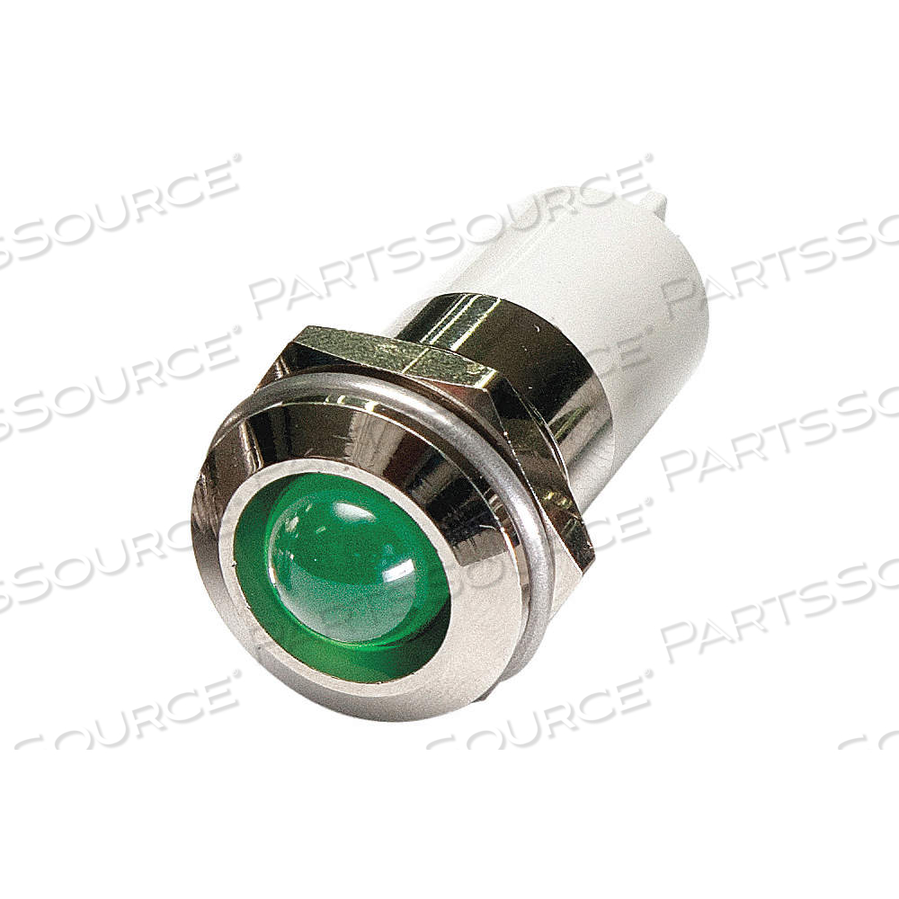 RAISED PANEL LIGHT, 16 MM PANEL MOUNTING HOLE DIA, LED, GREEN, RAISED HEAD, M16 by Approved Vendor