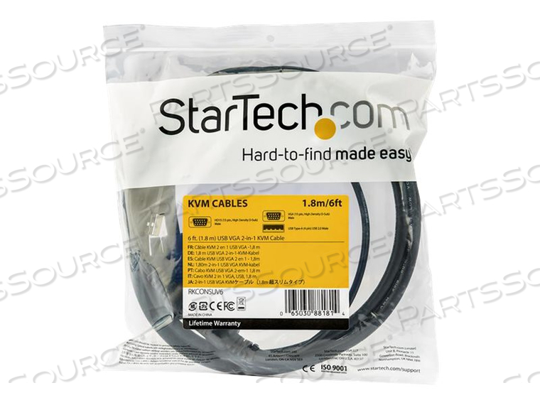 6 FT. (1.8 M) USB KVM CABLE FOR RACKMOUNT CONSOLES, VGA AND USB KVM CONSOLE CABLE (RKCONSUV6), VIDEO / USB CABLE, MINI-VGA (M) TO USB, HD-15 by StarTech.com Ltd. 6 FT. (1.8 M) USB KVM CABLE FOR RACKMOUNT CONSOLES, VGA AND USB KVM CONSOLE CABLE (RKCONSUV6), VIDEO / USB CABLE, MINI-VGA (M) TO USB, HD-15 by StarTech.com Ltd.