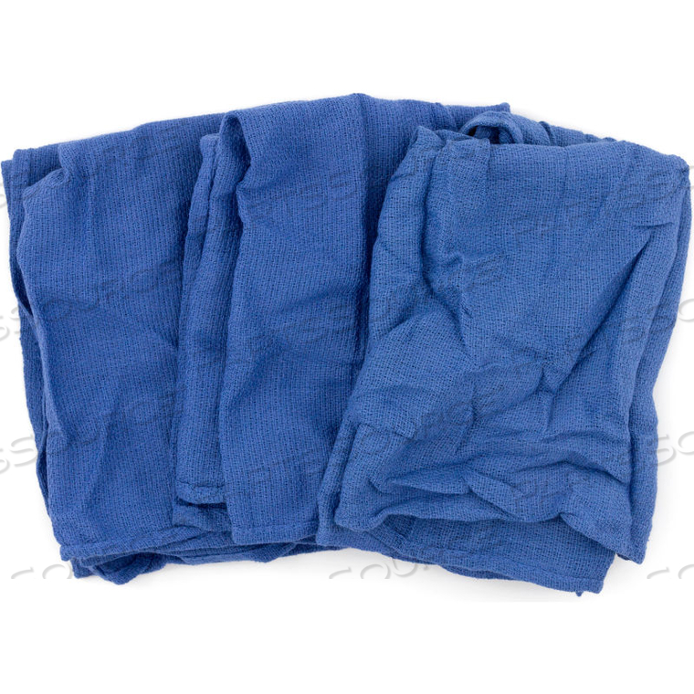 RECLAIMED SURGICAL HUCK TOWELS, 100% COTTON, BLUE, 5 LBS. 