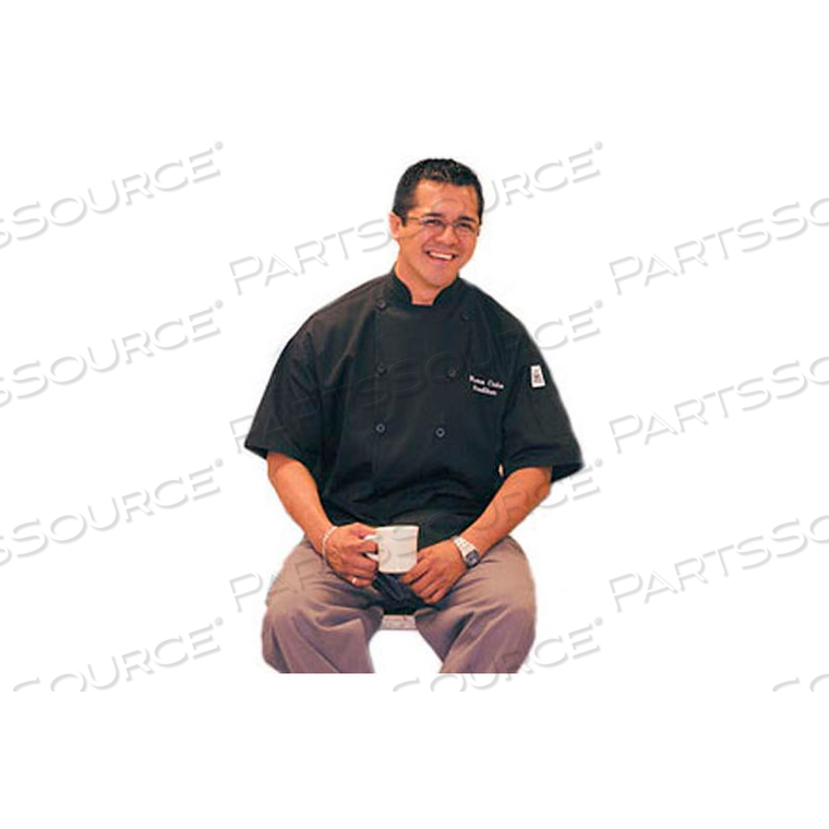 TRADITIONAL CHEF'S JACKET QC LITE, 2X, SHORT SLEEVE, BLACK 