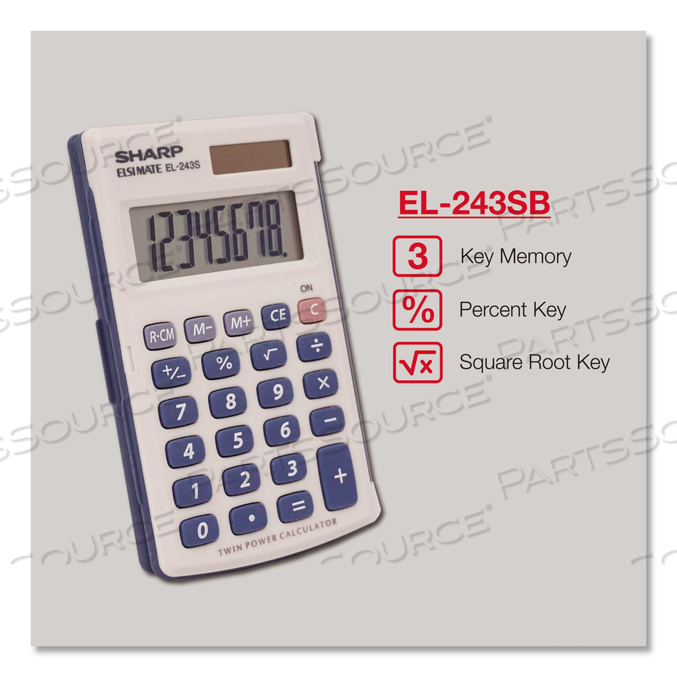 EL-243SB SOLAR POCKET CALCULATOR, 8-DIGIT LCD by Sharp Electronics Corporation