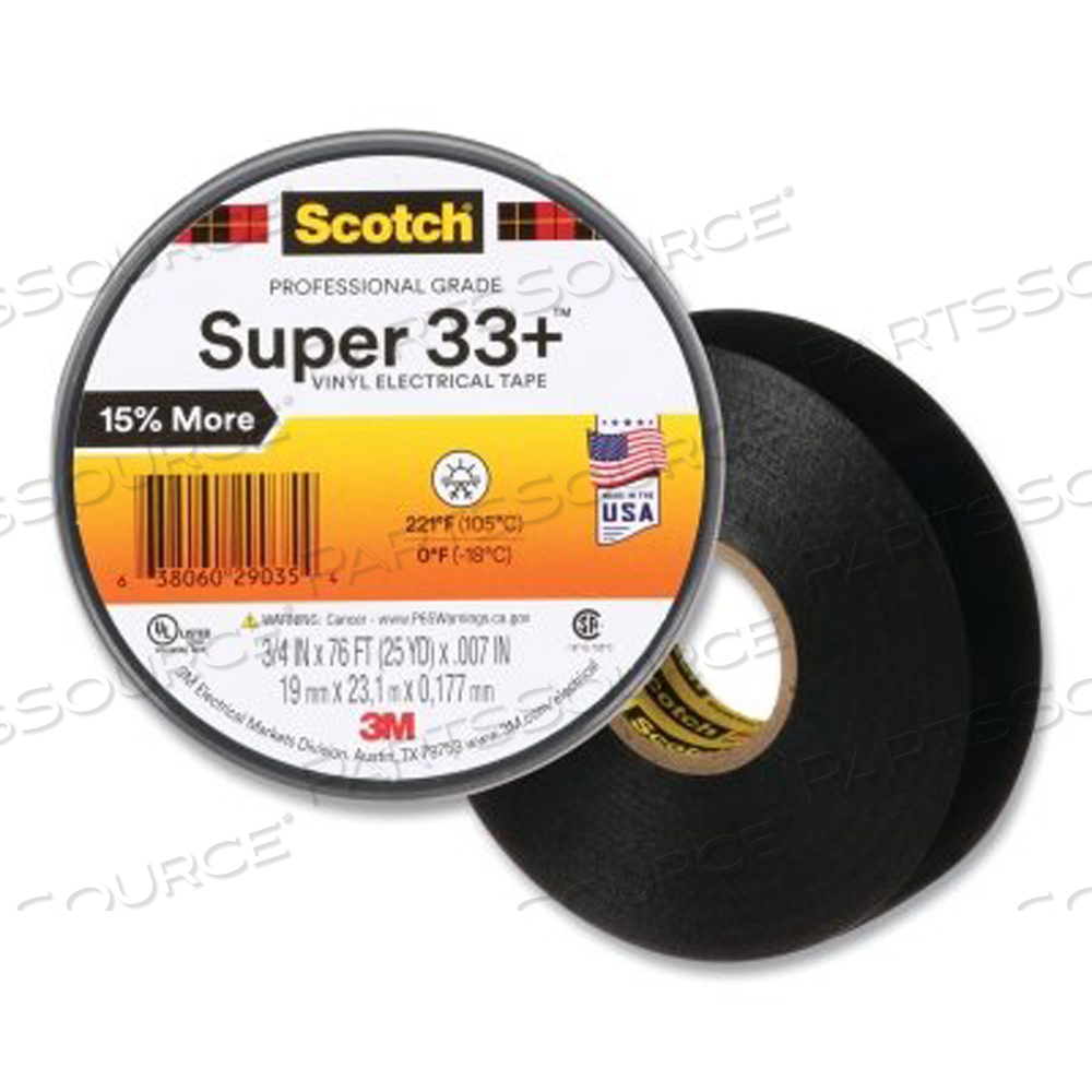 SCOTCH SUPER 33+ VINYL ELECTRICAL TAPE, 20 FT L X 3/4 IN W, BLACK by 3M Consumer