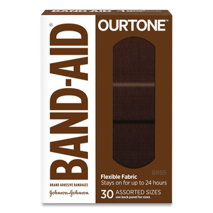 OURTONE ADHESIVE BANDAGES, BR65, 2.25 X 0.63; 3 X 0.75; 3 X 1, DEEP BROWN, 30/PACK by Band-Aid