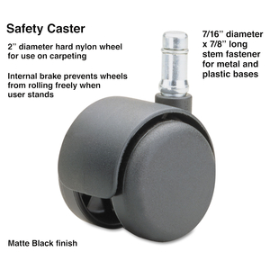 SAFETY CASTERS, STANDARD NECK, GRIP RING TYPE B STEM, 2" HARD NYLON WHEEL, MATTE BLACK, 5/SET by MASTER CASTER COMPANY