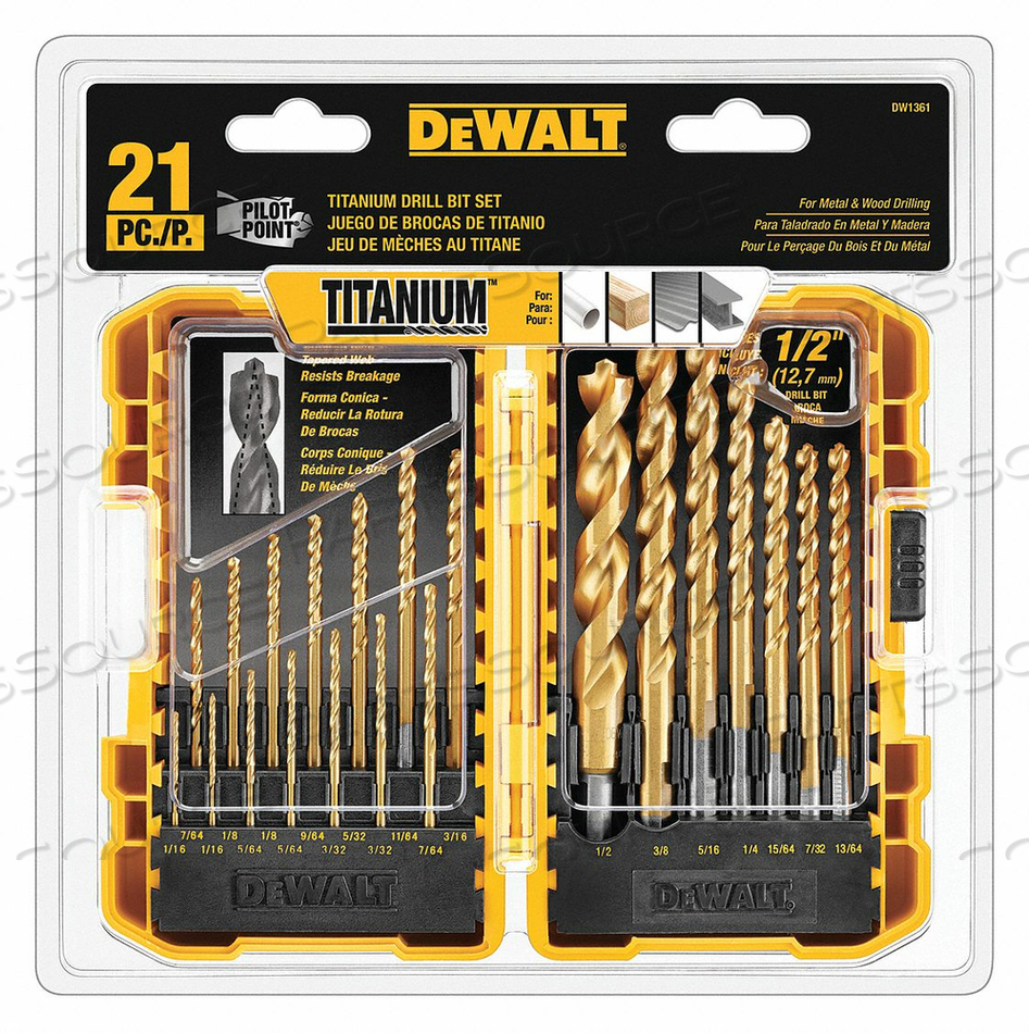 DRILL BIT SET TITANIUM 21 PCS. by DeWalt