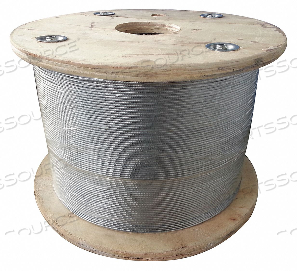 WIRE ROPE, MATERIAL GALVANIZED STEEL, CORE TYPE IWRC, WORKING LOAD LIMIT 840 LB, BREAKING STRENGTH 4,200 LBF, ROPE STRAND CLASSIFICATION 7 X by DAYTON ELECTRIC MANUFACTURING CO