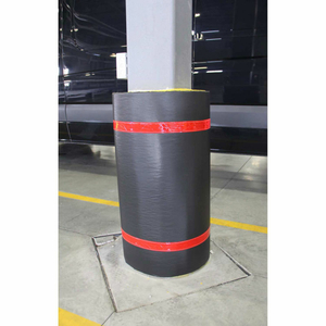 44"H X 36"W SOFT NYLON COLUMN PROTECTOR - BLACK COVER/RED TAPES by Innoplast, Inc