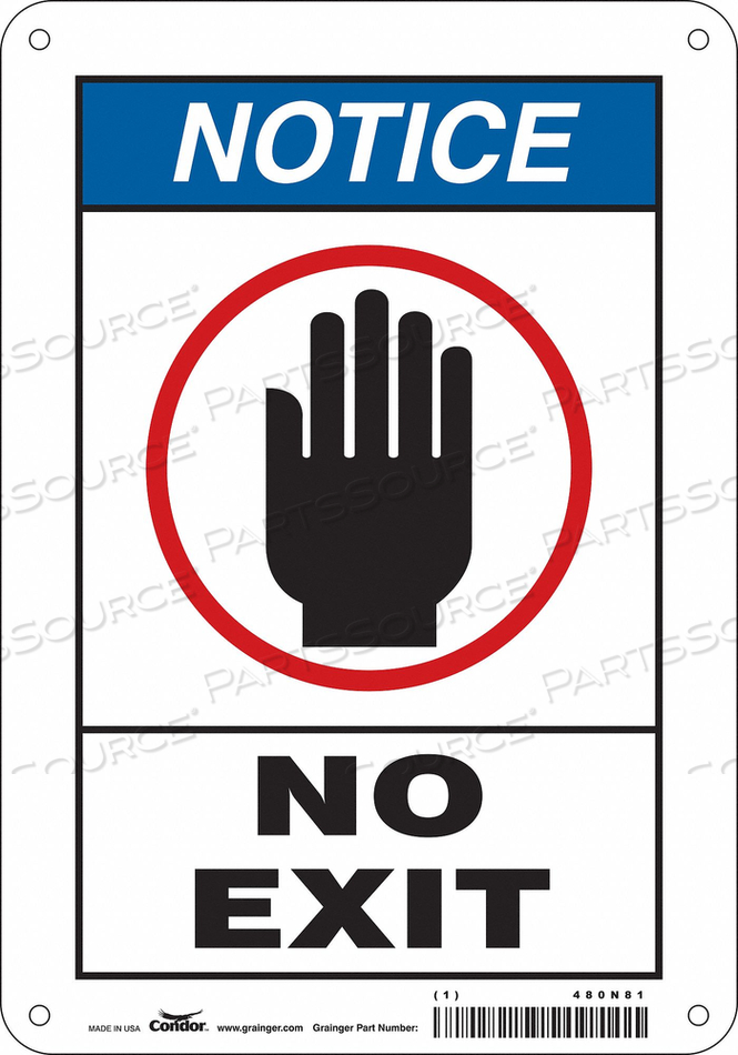 SAFETY SIGN NO EXIT. 10 X7 