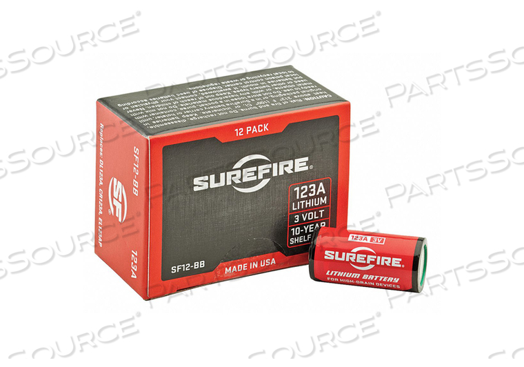 BATTERY, 123A, LITHIUM, 3V, 1500 MAH (PACK OF 12) by Surefire BATTERY, 123A, LITHIUM, 3V, 1500 MAH (PACK OF 12) by Surefire