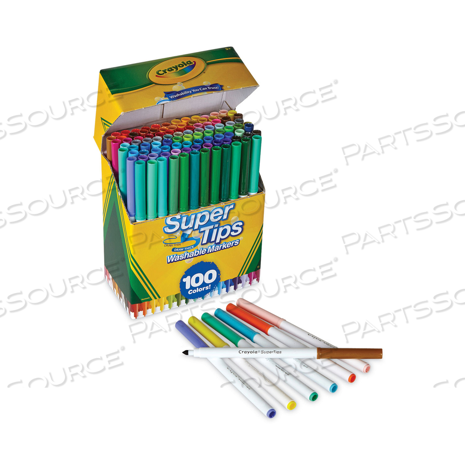 SUPER TIPS WASHABLE MARKERS, FINE/BROAD BULLET TIPS, ASSORTED COLORS by Crayola