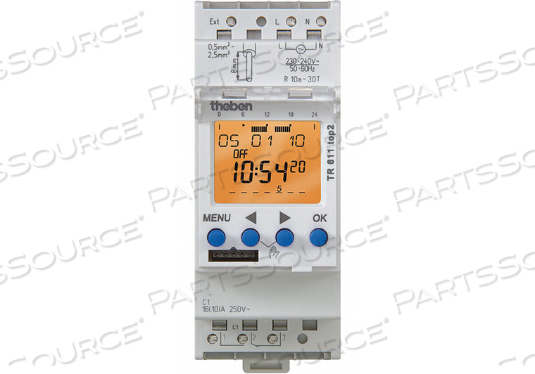 ELECTR TIMER DIN RAIL 24HR/7D 1CHN 84MEM by Theben