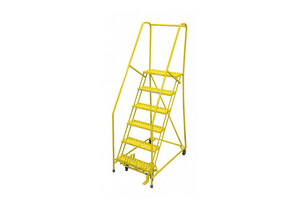 ROLLING LADDER STEEL 90IN. H. YELLOW by Cotterman