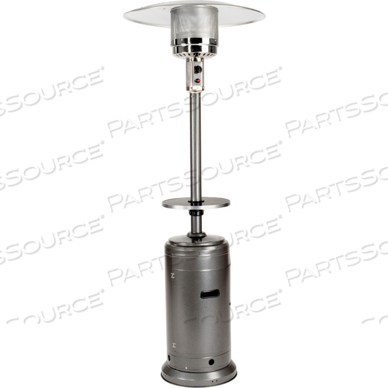 PATIO HEATER WITH STEEL TABLE, 48000 BTU, PROPANE, SILVER by Hiland PATIO HEATER WITH STEEL TABLE, 48000 BTU, PROPANE, SILVER by Hiland