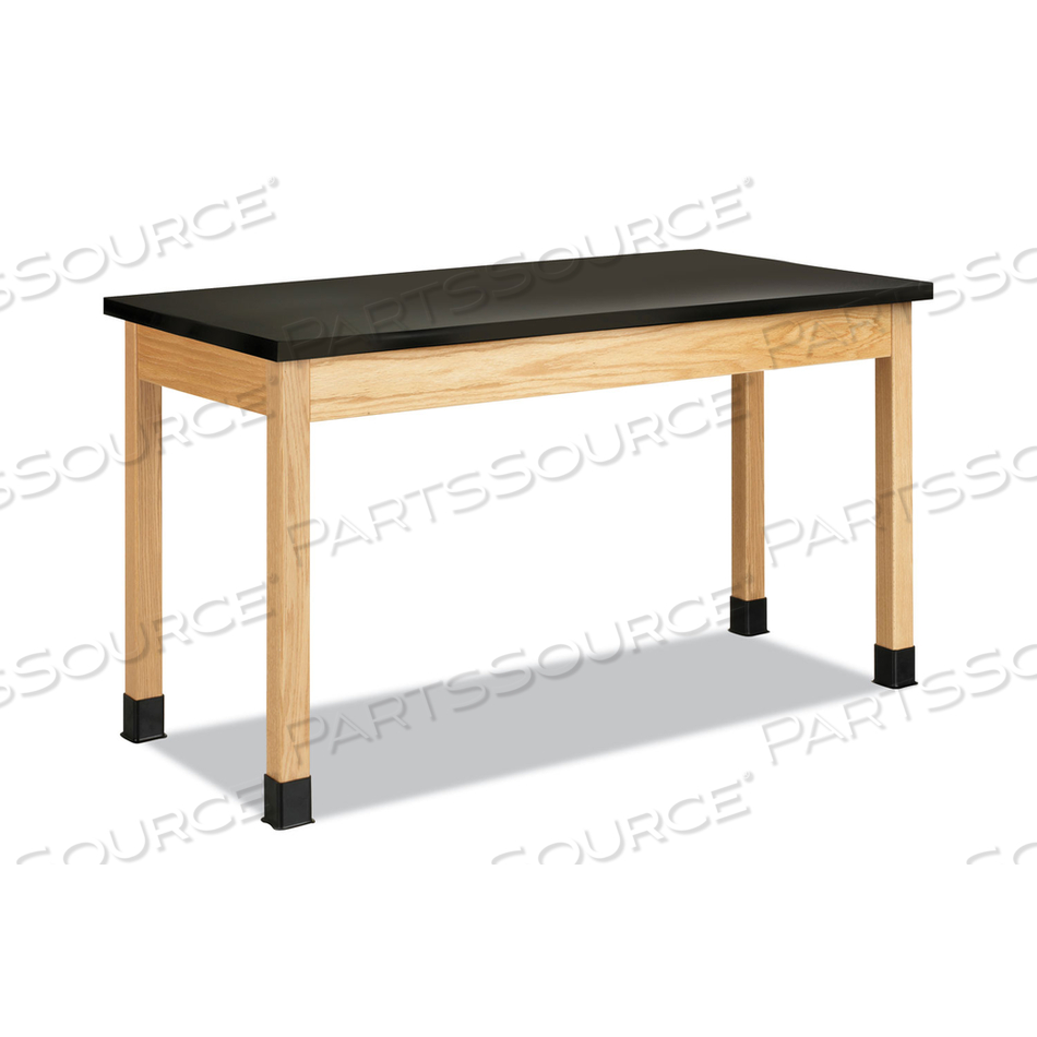 CLASSROOM SCIENCE TABLE, 60W X 30D X 36H, BLACK HIGH PRESSURE LAMINATE (HPL) TOP, OAK BASE 