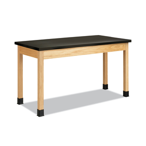 CLASSROOM SCIENCE TABLE, 60W X 30D X 36H, BLACK HIGH PRESSURE LAMINATE (HPL) TOP, OAK BASE by Diversified Woodcrafts