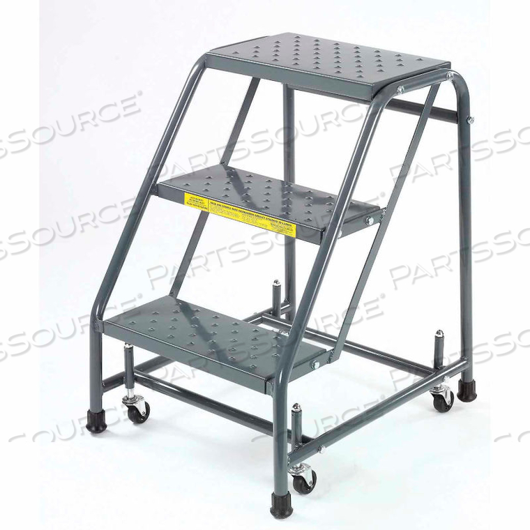 PERFORATED 16"W 3 STEP STEEL ROLLING LADDER 20"D TOP STEP by Ballymore PERFORATED 16"W 3 STEP STEEL ROLLING LADDER 20"D TOP STEP by Ballymore