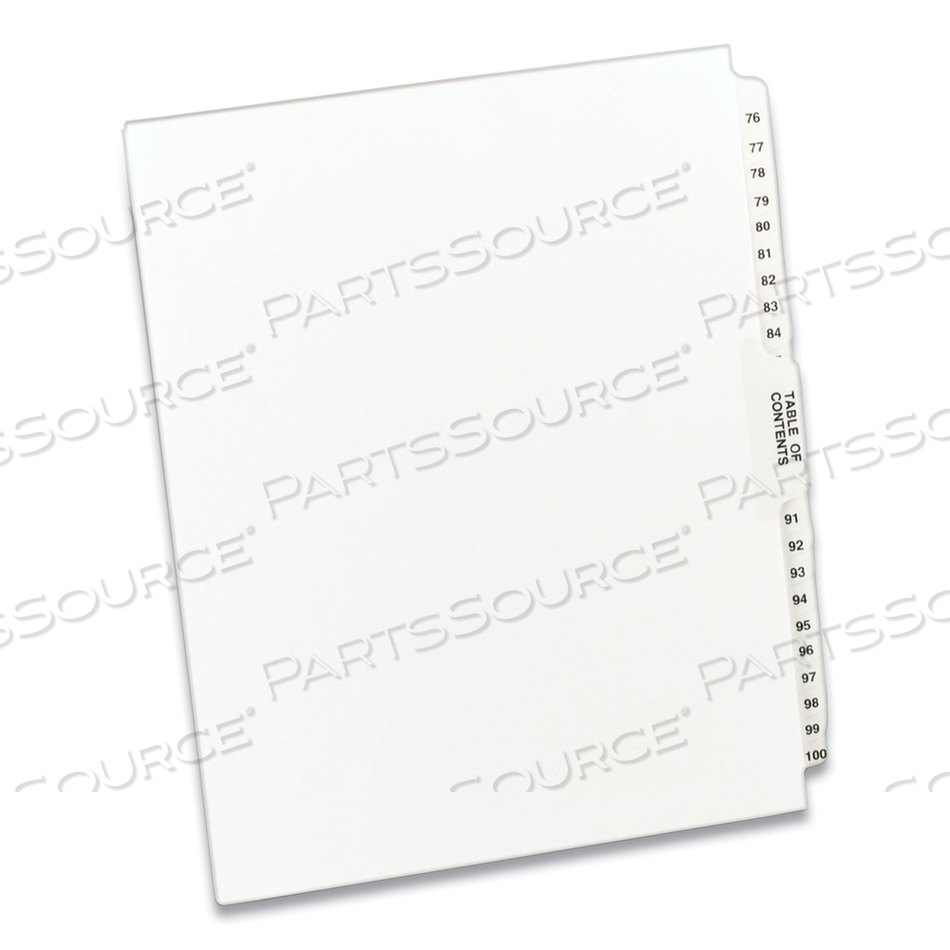 PREMIUM COLLATED LEGAL EXHIBIT DIVIDER, PRINTED 76 TO 100, 8.5"X11", 26 TABS, WHITE/WHITE by Avery