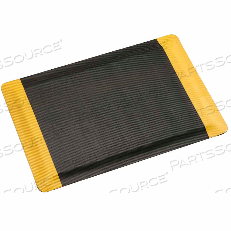 INVIGORATOR CORRUGATED SAFETY MAT 1/2" THICK 3' X 60' BLACK/YELLOW BORDER 