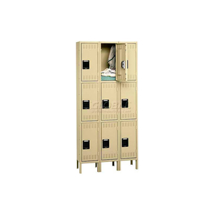 STEE LOCKER - TRIPLE TIER W/LEGS 3 WIDE 12X15X24 ASSEMBLED, MEDIUM GREY by Tennsco Corp.