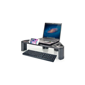 CORNER MONITOR/LAPTOP STAND WITH SMART DEVICE SLOT by Aidata