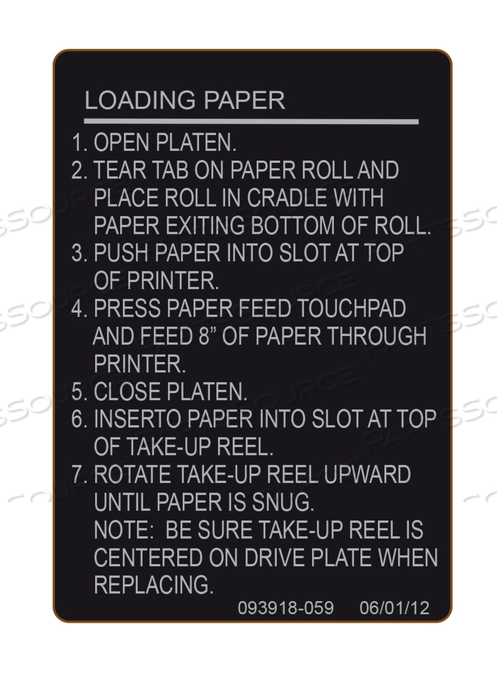 INSTRUCTION PLATE by STERIS Corporation