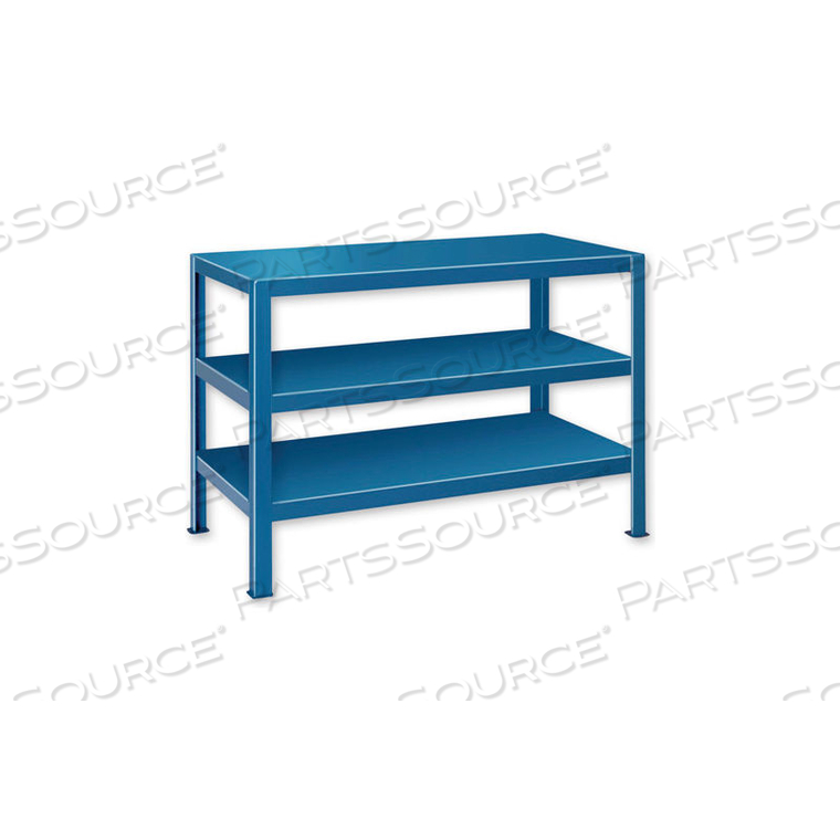 EXTRA HEAVY DUTY WORK TABLE W/ 3 SHELVES - 60"W X 34"D BLUE 