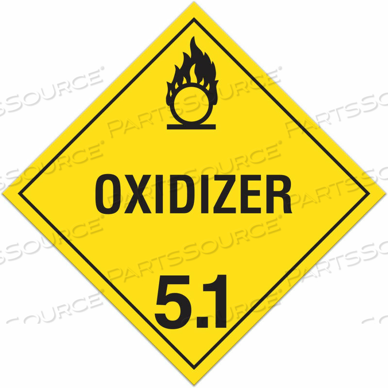 CLASS 5.1 OXIDIZER SUB ADHESIVE VINYL PLACARD by Incom Manufacturing