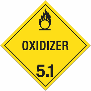 CLASS 5.1 OXIDIZER SUB ADHESIVE VINYL PLACARD by Incom Manufacturing