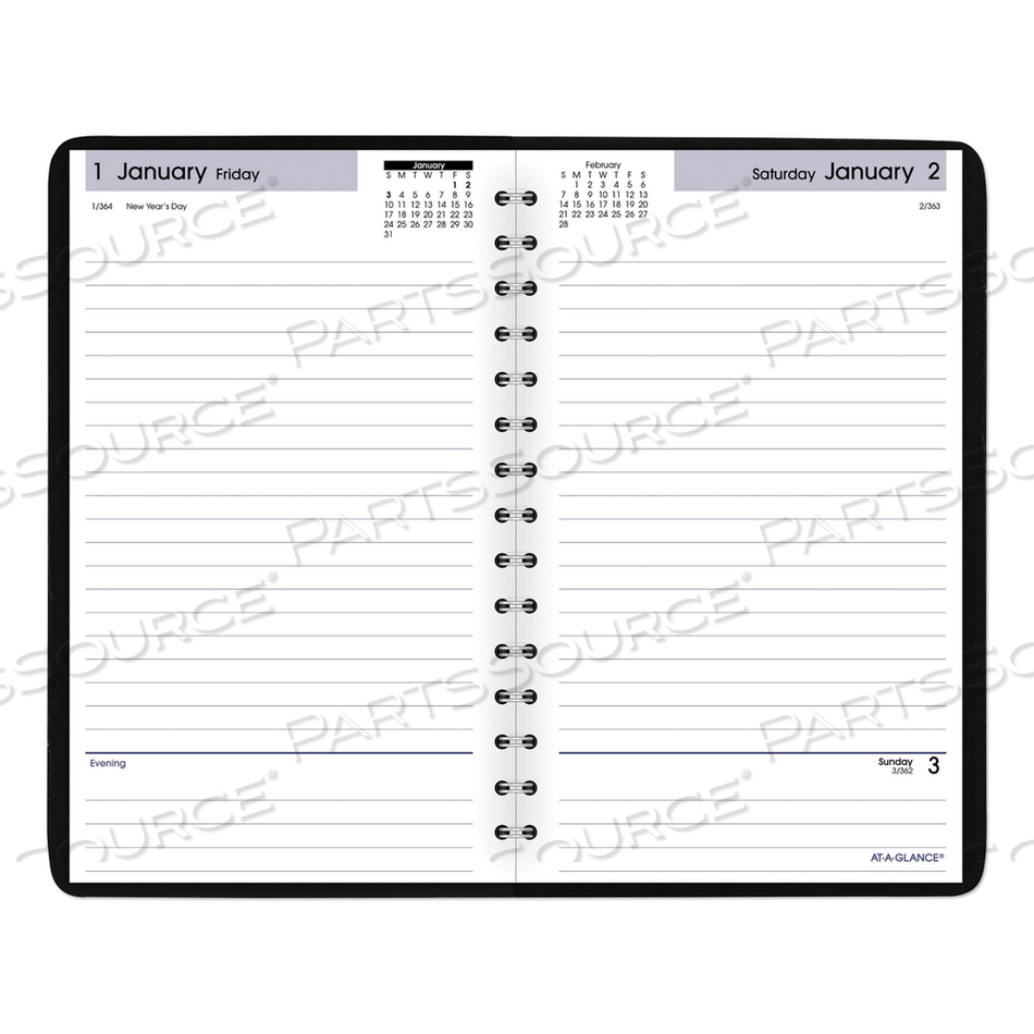 DAYMINDER DAILY APPOINTMENT BOOK, 8 X 5, BLACK COVER, 12-MONTH (JAN TO DEC): 2023 by At-A-Glance