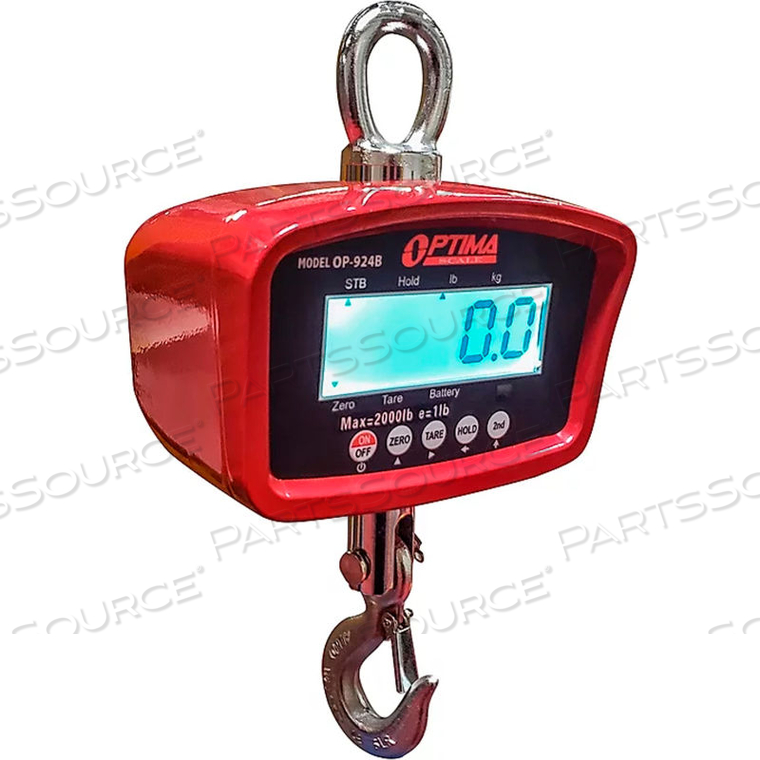 LCD DIGITAL CRANE SCALE WITH REMOTE 1,500LB X 0.5LB by Optima Scale Manufacturing Inc. LCD DIGITAL CRANE SCALE WITH REMOTE 1,500LB X 0.5LB by Optima Scale Manufacturing Inc.