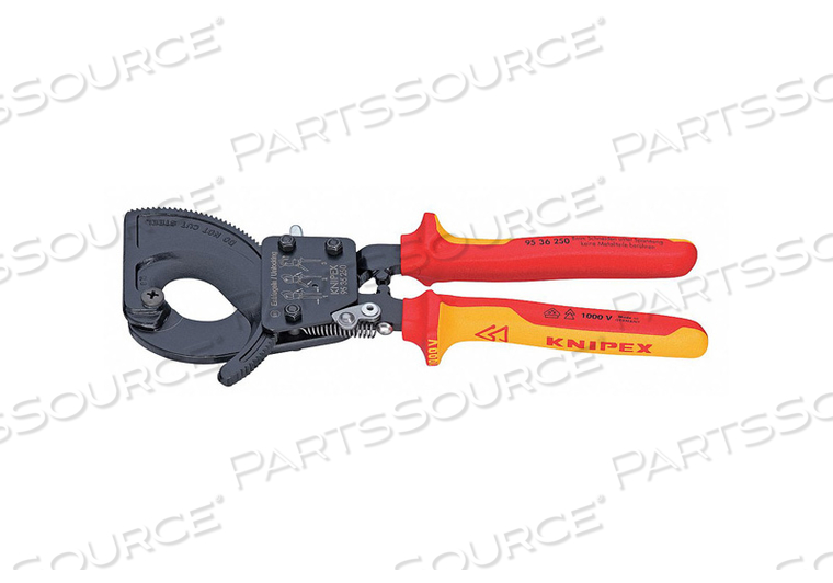 INSULATED CABLE CUTTERS-RATCHETING TYPE- 1,000V COMFORT GRIP 10" OAL by Knipex INSULATED CABLE CUTTERS-RATCHETING TYPE- 1,000V COMFORT GRIP 10" OAL by Knipex