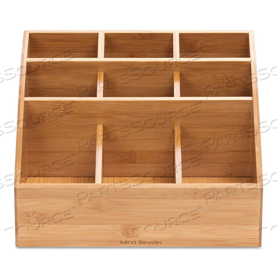 SQUARE 9 COMPARTMENT CONDIMENT ORGANIZER, 12 X 12 X 5.5, BAMBOO 