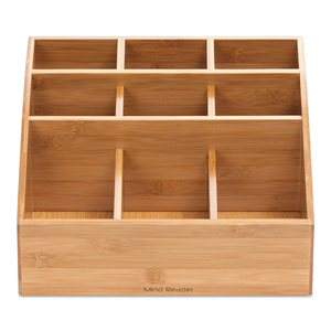 SQUARE 9 COMPARTMENT CONDIMENT ORGANIZER, 12 X 12 X 5.5, BAMBOO by Mind Reader