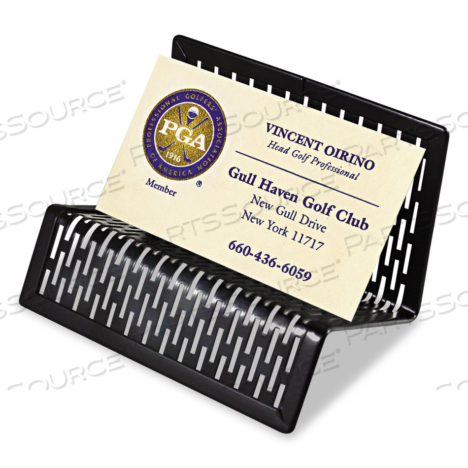 URBAN COLLECTION PUNCHED METAL BUSINESS CARD HOLDER, HOLDS 50 2 X 3.5 CARDS, PERFORATED STEEL, BLACK by Artistic